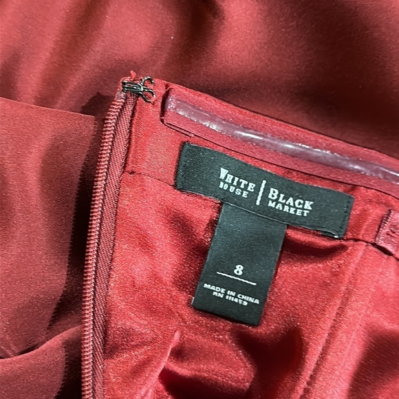 NEW | WHBM dress Wine Red Strapless special occassion Satin Dress Sz 8 - Picture 12 of 14